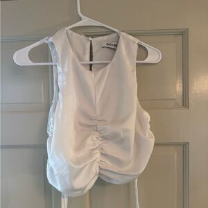 White silk crop top